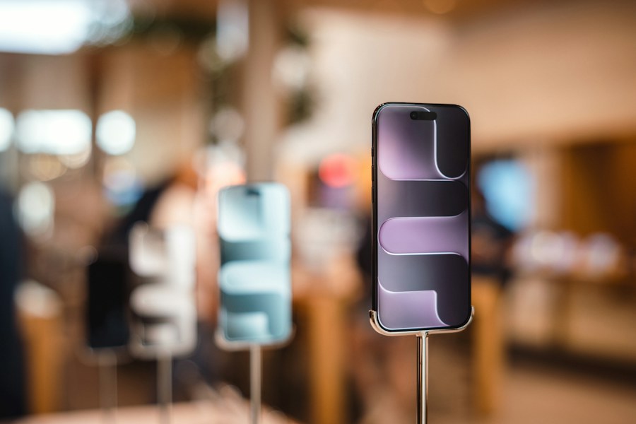 Sample photo of phones displayed inside a retail store; not the iSales Dublin shop